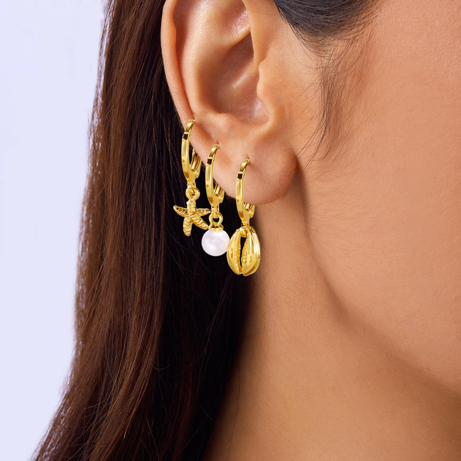 INS Style Ocean Series Starfish & Pearl Summer Beach Earrings for Women