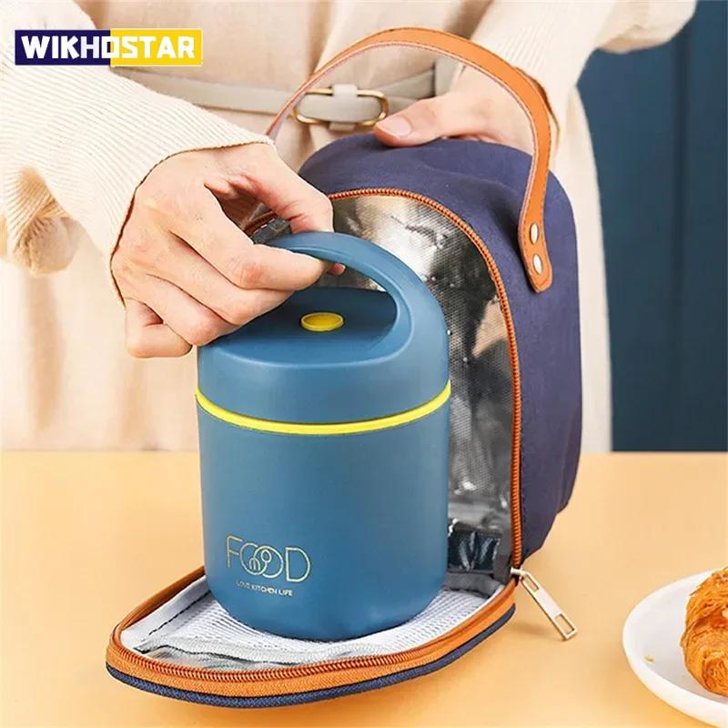 Portable Thermal Insulation Lunch Box Bento Box Adult Lunch Box Set Stainless Steel Vacuum Thermal Lunch Box For Children