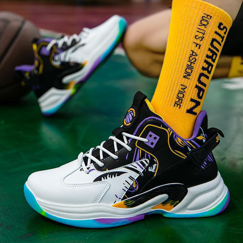 High-top Basketball Shoes Lightweight and Breathable Sports Shoes Student Platform Color Matching Men's Basketball Shoes