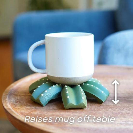 Cactus Coaster Set 3D Printed Cactus Coaster with Flowerpot Holder Funny Desktop Coaster for Plant Lovers Gift Home Office Bar Decoration