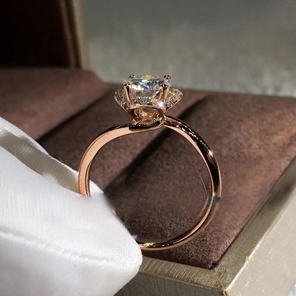 Fashionable and Luxurious European and American Plating Rose Gold Zircon Ring