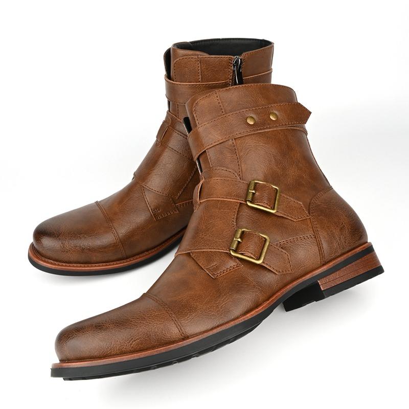 Fashion High Quality Men's Boots Platform Boots Designer Shoes Men Fashion High Leather Boot Retro Ankle Boots for Men Botas Para Hombre