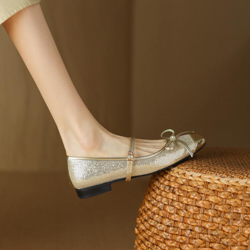 

Four Seasons Soft Sheepskin Women s Shoes Low Top Leather Large Size New Non-slip Single Shoes Women s Round Head Low Heel Casual Single Shoes Women s 42 золотой