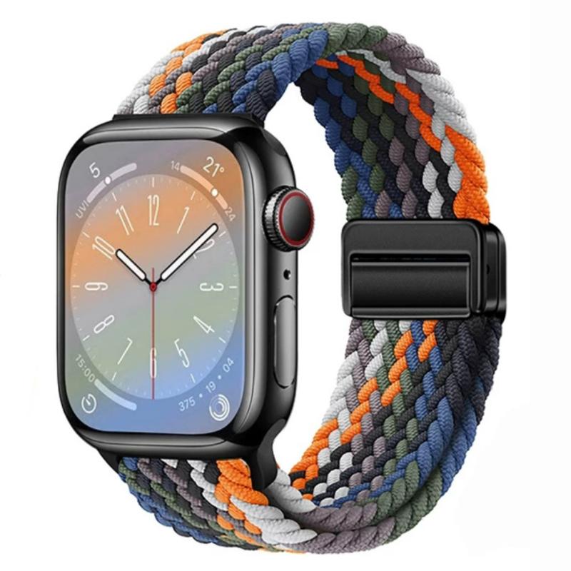 Geflochtenes Solo Loop-Armband aus Nylon für Apple Watch Band Ultra2 49 mm 9 8 7 41 mm Metall-Magnetarmband 45 mm 6 5 4 SE 44 mm verstellbarer elastischer iWatch-Gurt