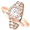 Ladies' Wristwatch Quartz Mother-of-Pearl Dial Ceramic Band Date Water-Resistant Rose Gold with Bracelet Gift White