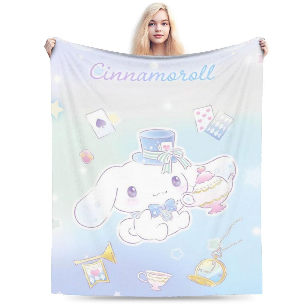 Pink Cinnamoroll Blanket Fleece Textile Decor Cute Cartoon Multifunction Ultra-Soft Throw Blanket for Home Travel Bedspread