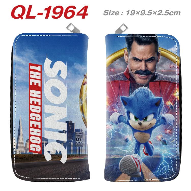 Sonic PU Zip Long Wallet Anime Hedgehog Handbag Clutch Card Holder Coin Purse Blue 1pcs