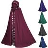 Hooded Moon Print Unisex Cloak Medieval Extra Long Lace Up Halloween Cape Cosplay Costume