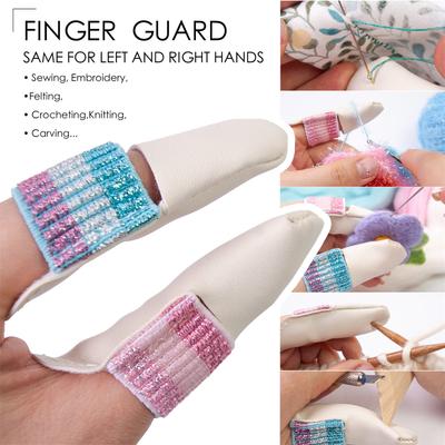 1 Pair Finger Guard Leather Thimbles Knitting Finger Guard Finger Protector for Hand Sewing Embroidery Needlework