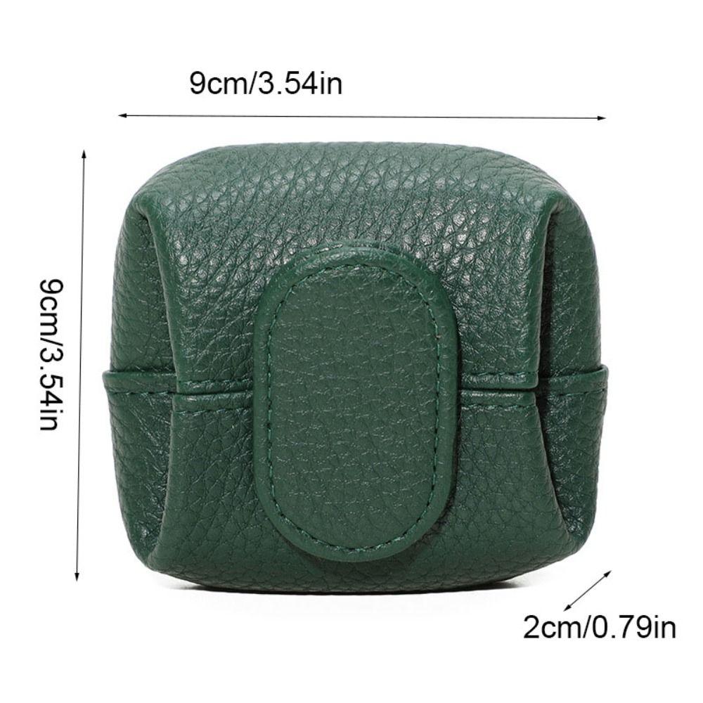 Soft Lychee Pattern Coin Purse Multifunctional Solid Color Short Small Wallet Square Snap Button Mini Cowhide Wallet Travel