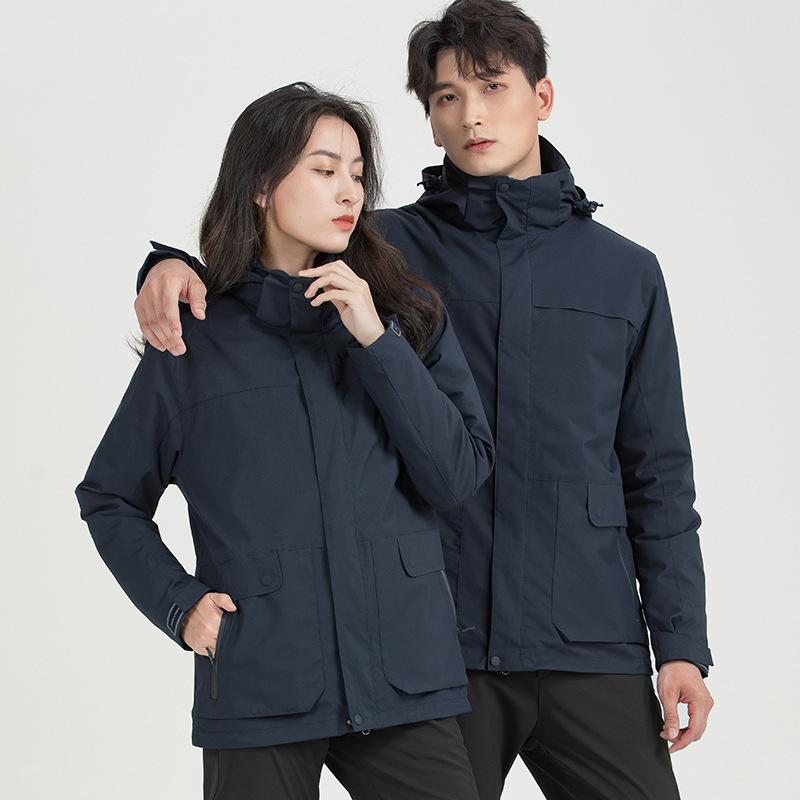 Three-in-one Down Liner Cold Jacket Women's Outdoor All-weather Waterproof Graphene Warm Jacket Men's Group Buying