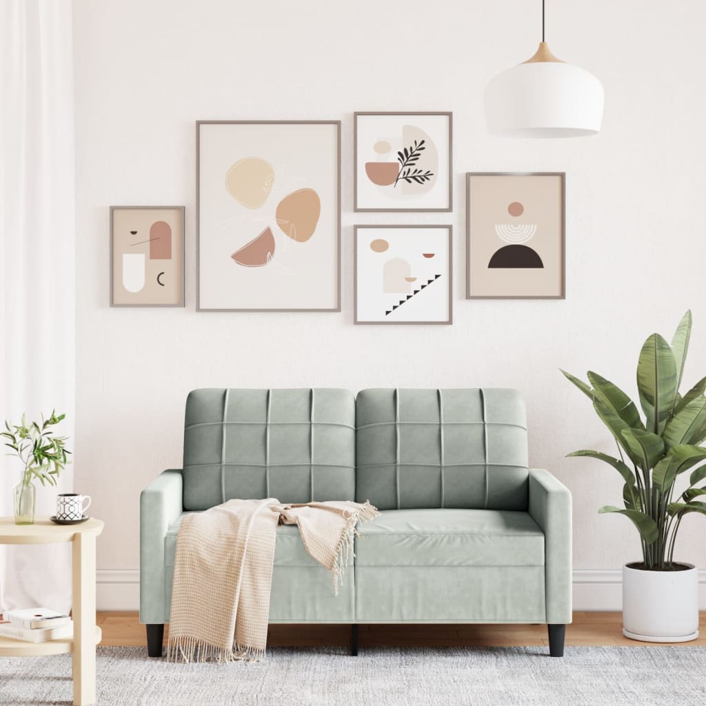 2 Seater Sofa Light Grey 120 cm Velvet