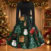 Women's Vintage Christmas Print Round Neck Casual Dress