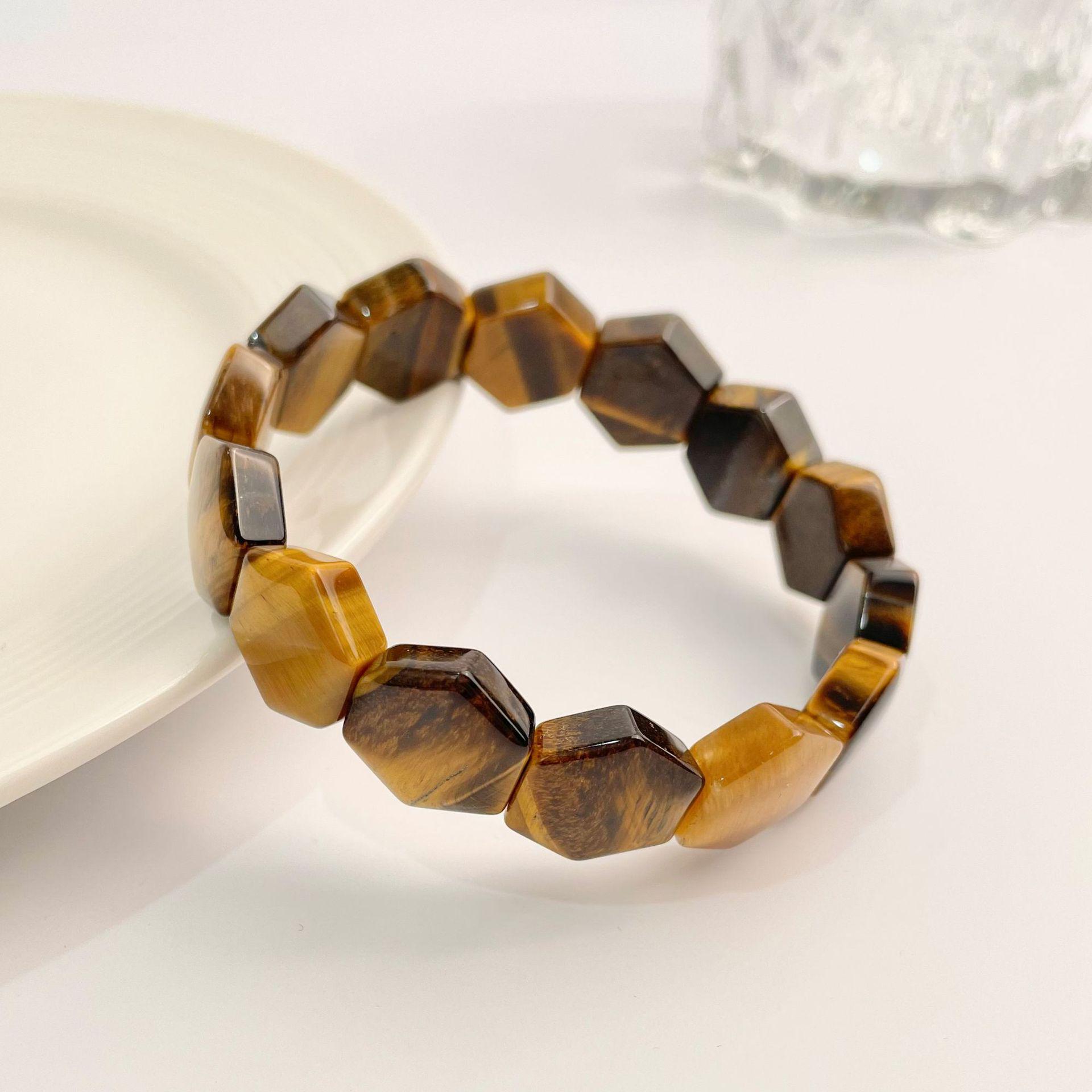 Браслет Jingxi Crystal Желтый Тигровый Глаз Шестиугольный - Высококлассный Модный Дизайн