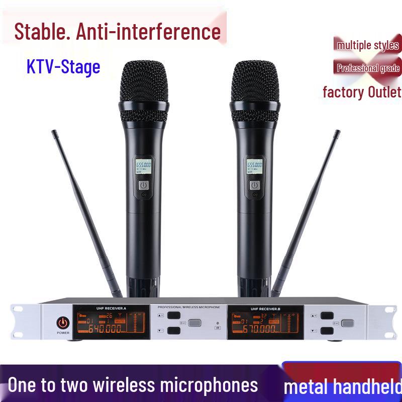 Two-Way Wireless KTV Microphone with True UHF Receiver and Infrared Frequency Matching