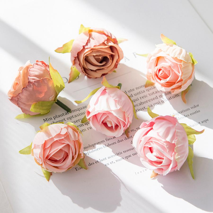 50/100 Piezas Flores Artificiales Brotes de Té Corona de Boda Festival Decoración Habitación Hogar Manualidades Regalos Diy Caja de Dulces Manualidades Rosa de Seda Accesorios