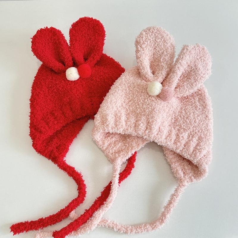 Toddlers Beanies with Adjustable Tie for Winter Outings Outdoor Play Headwear with Chin Strap Furry Hat