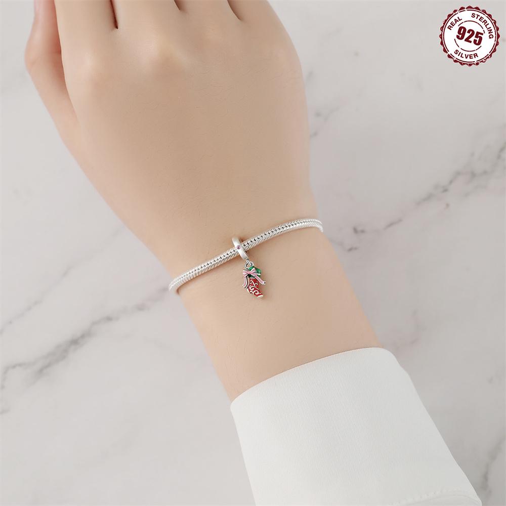 Copper Snowflake Christmas Tree Gift Box Charms Beads Brand Bracelet Exquisite Diy Jewelry Making Women'S Gift