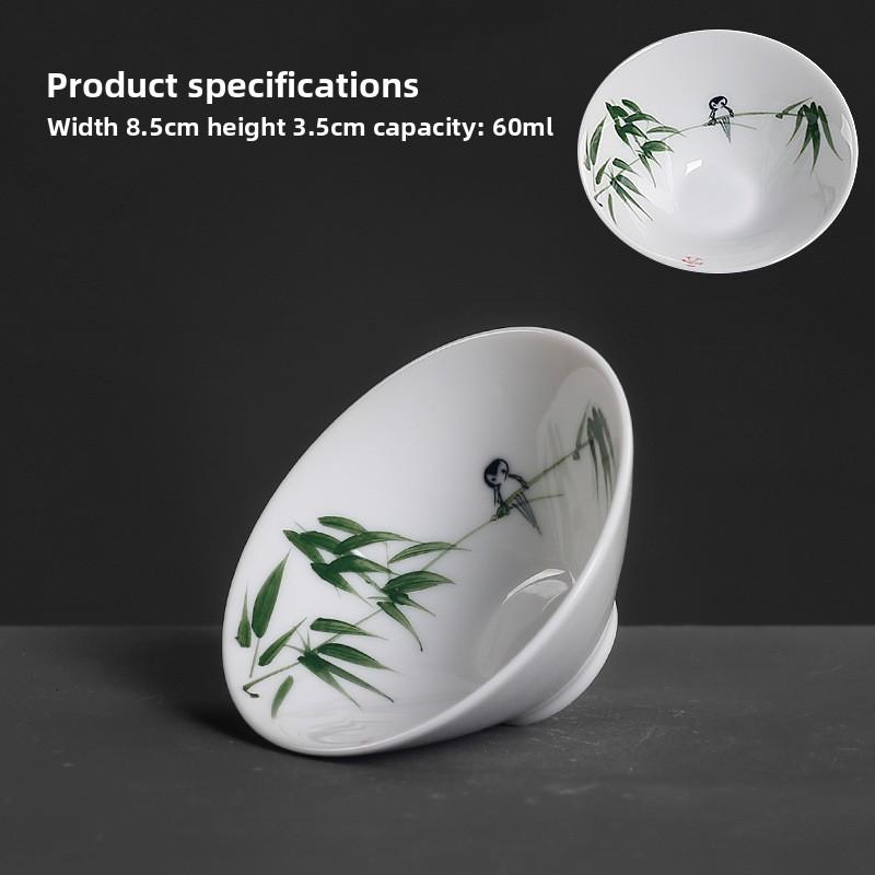 Blue and white hand-painted thin tire hat cup ceramic tea set Kung Fu small teacup single tea cup tea cup large master cup