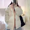 Ladies Spliced Lamb Wool Thickened Cotton Suit Female Ins Winter Warm Student Casual Loose Hooded Bread Suit Y2K Coat Jackets