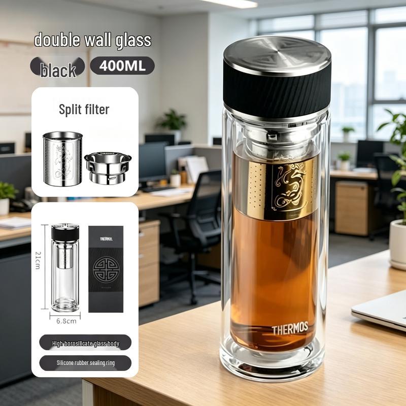 THERMOS Double Wall Glass Tea Infuser Bottle TCGA-400