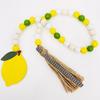 Boho Tassel Wood Bead Garland With Lemon Pendant Farmhouse Rustic Country Wall Decoration Woven Tassel Wall Hanging Ornaments