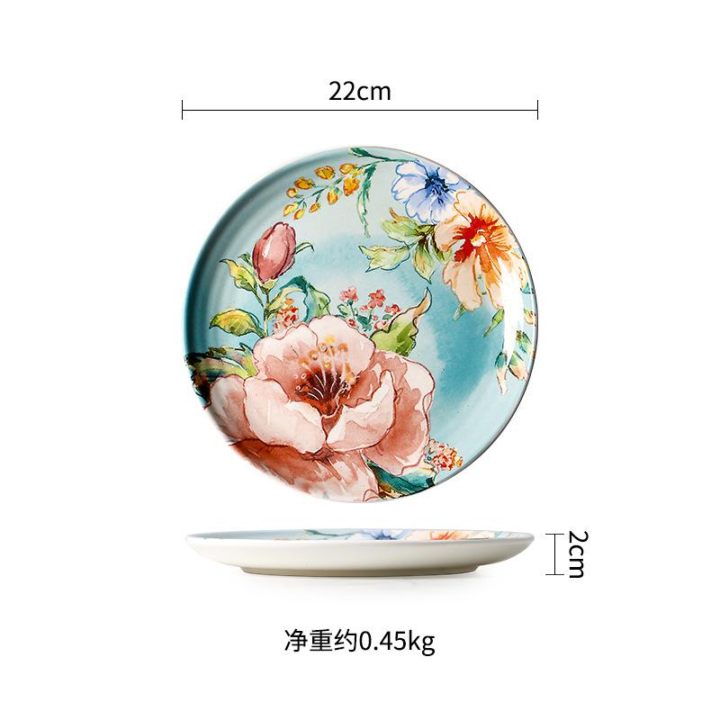 Floral Ceramic Dinner Underglaze Rectangular 12-inch Large Soup Household Set