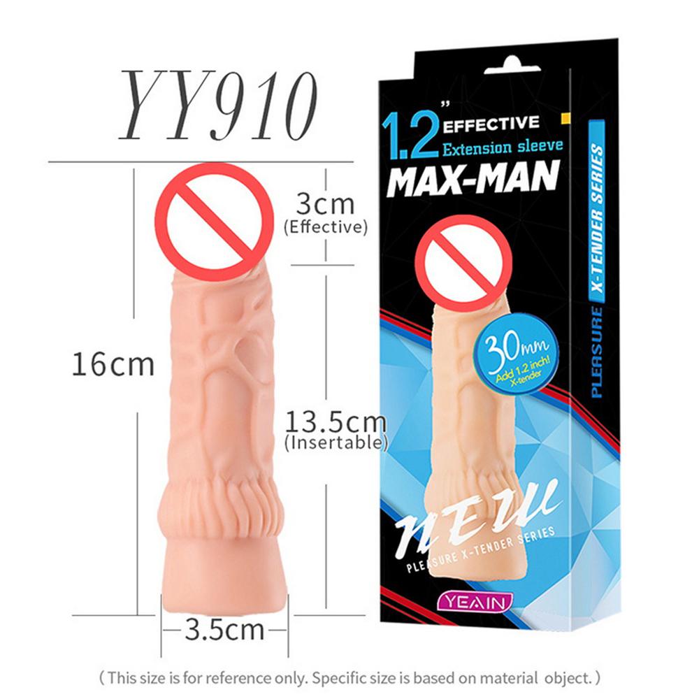 Reusable Penis Sleeve Extender Realistic Penis Condom Silicone Extension Sex Toy for Men Cock Enlarger Condom Sheath Delay