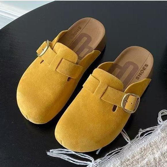 Damen Schuhe Plateau Tasche Kopf Hausschuhe matt klassisch halb schleppend lässig vielseitig täglich Ein-Pedal Hausschuhe