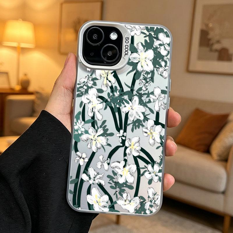 Fashion Colored Flower Laser Phone Case For iPhone 17 16 Pro Max 15 14 Pro Max Plus 13 Mini 12 11 Pro Max Shockproof Cute Covers