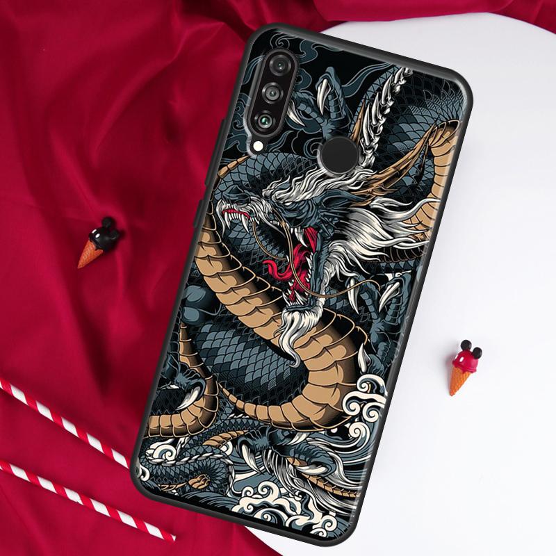 Japanese Dragon Style For Huawei Nova Y61 Y70 Y90 Y60 Y72 Y91 12s 12i 11i 7i 8i 9 10 SE P60 Pro P30 P40 Lite Case