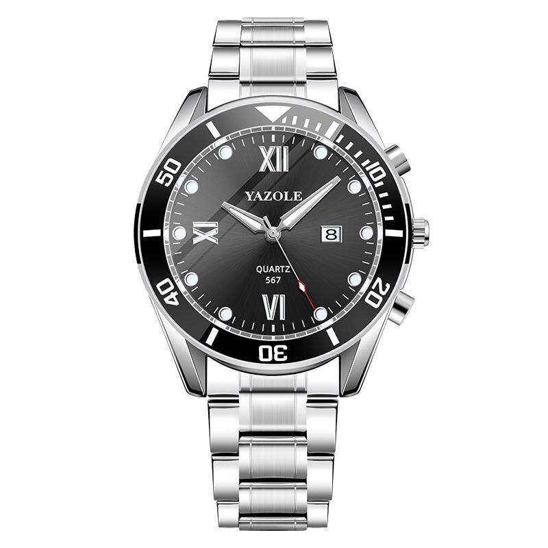 Top Brand New Luminous Steel Band Men's Watch Quartz Waterproof Calendar Men's Watch