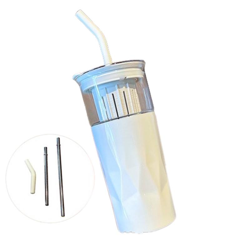 Stylish Glass Cup With Straw And Large Capacity Ideal For Students Summer And Tea Lovers