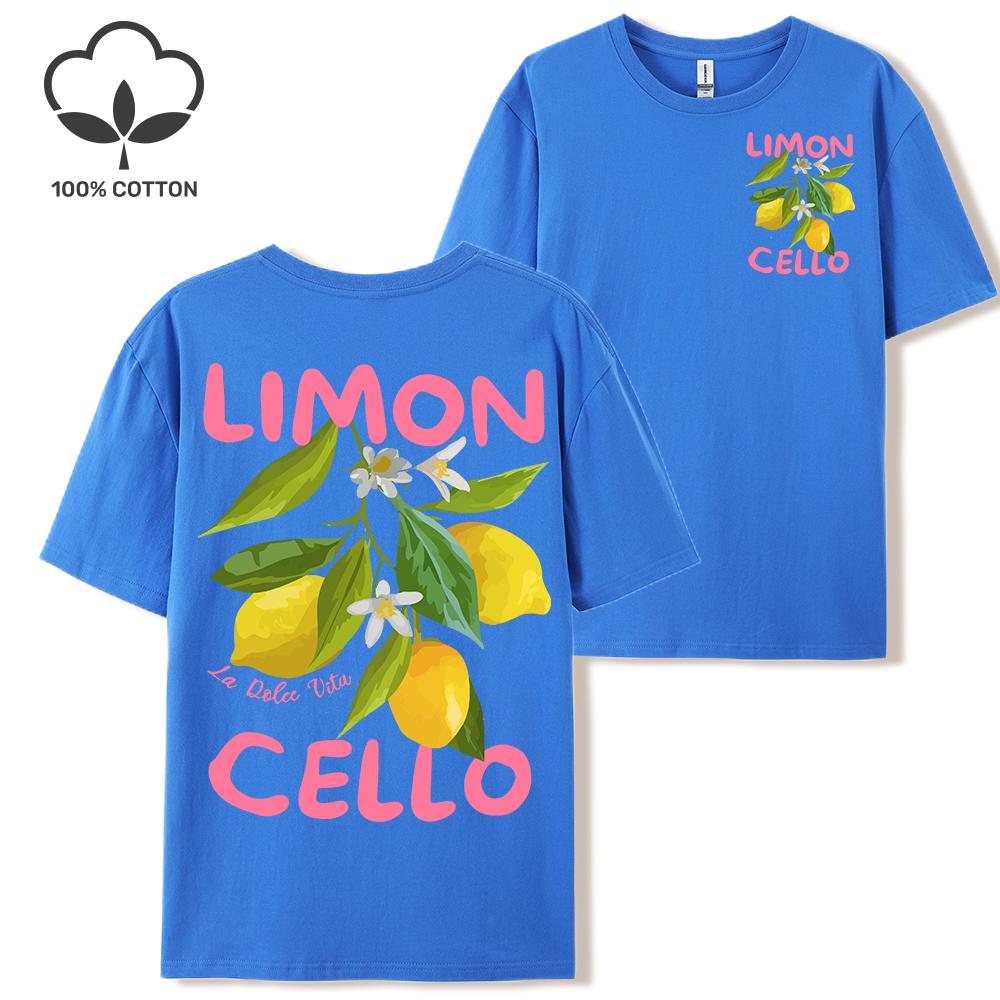 Lemon Fruits Cello Pink Letter Print Woman T Shirts Cotton Multicolor T Shirt Hip Hop Summer Short Sleeve Y2K Womens Streetwear