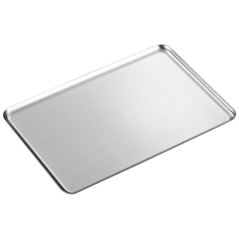 Korean Style Gold 304 Stainless Steel Rectangular Tray with Straight Edges: Perfect for Barbecue, Desserts, and Cakes