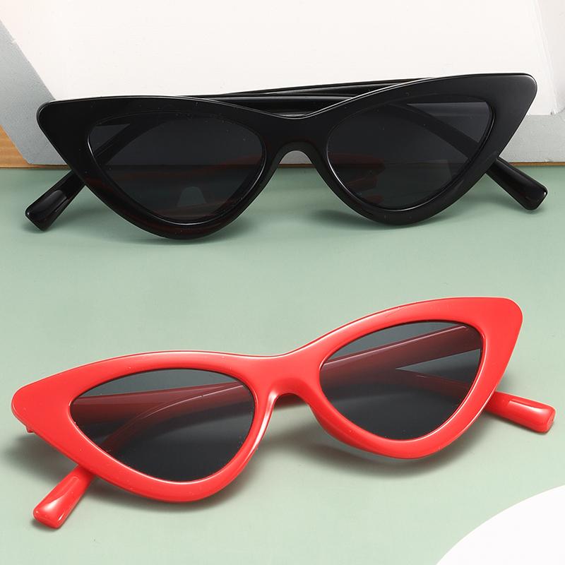 New Boys' and Girls' Glasses Retro Triangle Cat Eye Kids Sunglasses Trendy Personality Candy Color Cute Children's Sunglasses