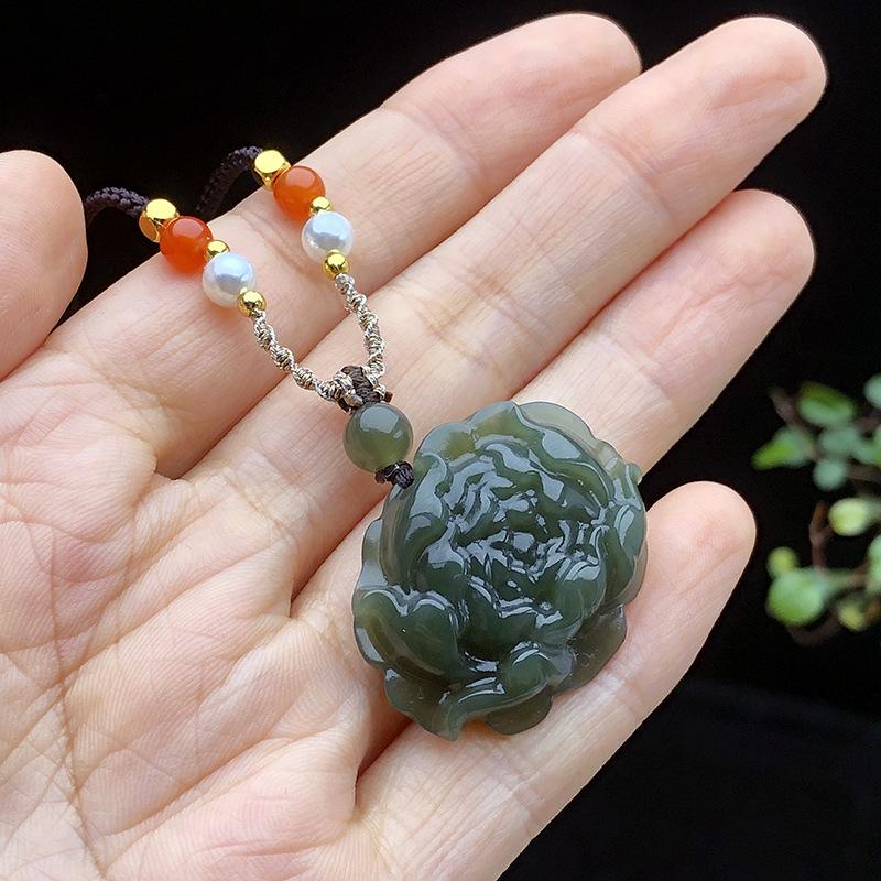 Hetian Jade Pi Xiu Pendant Charm - Qingbai Stone Necklace for Couples