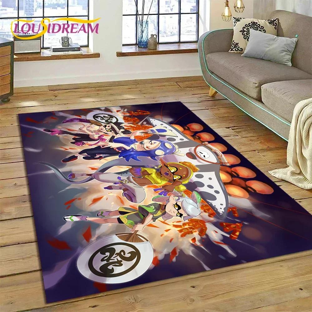Splatoon3 PC Gamer Kreskówka Gra Dywanik do Sypialni Salonu Domu Dekoracja Sofy,Gra dla Dzieci Duży Dekor Mata Podłogowa Prezent