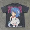 New Century Evangelion Anime Ayanami White Retro Summer New Unisex Casual Cotton T-shirt Y2k Short Sleeves Classic