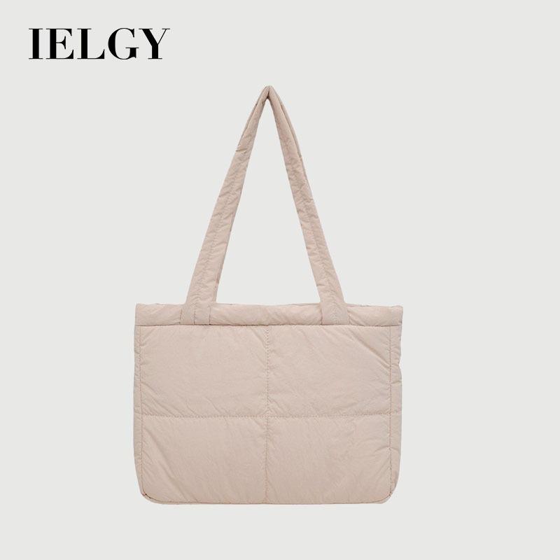 IELGY Tote Bag Large Capacity Solid Color Simple Nylon Diamond Shoulder Bag Daily Commuter All-Match Underarm Bag