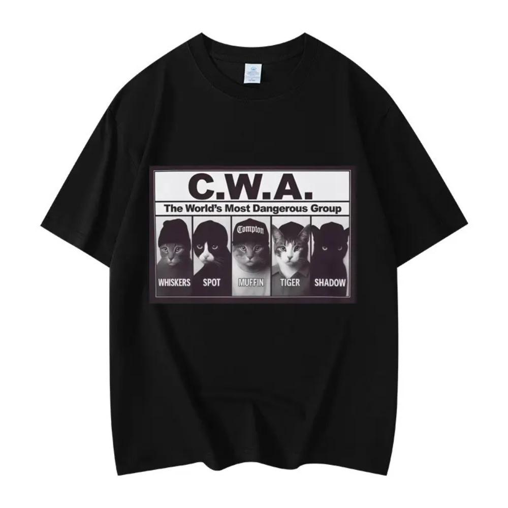 

CWA The Worlds Most Dangerous Group Funny Cat Meme Graphic T Shirts Fashion Vintage Short Sleeve T-shirt Unisex Cotton T-shirts XXXXXL чёрный