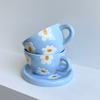 Super Cute Egg Flower Hand-painted Ceramic Coffee Cup and Saucer Set, High-value Latte Latte Flower Cup, Water Cup with Tray.