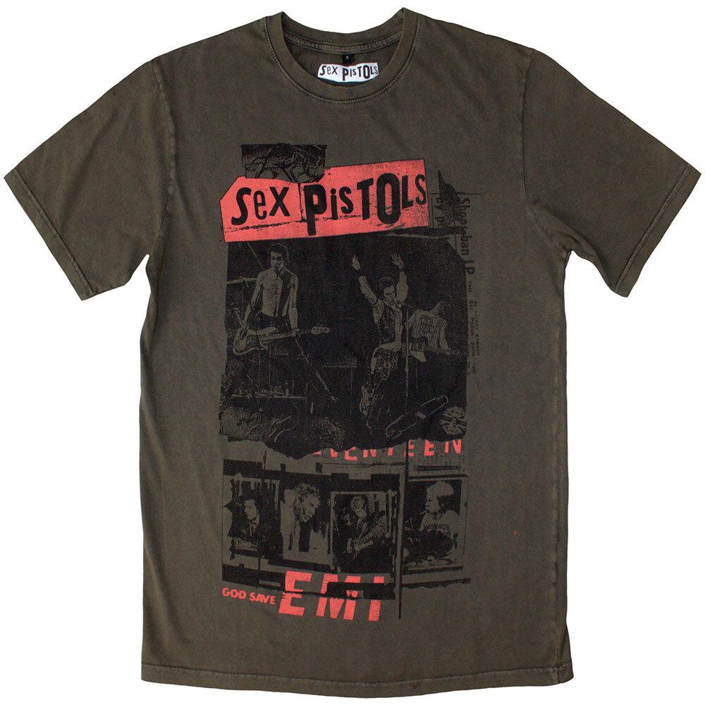 The Sex Pistols Unisex Stone Wash T-Shirt: Photo Collage (Large) S
