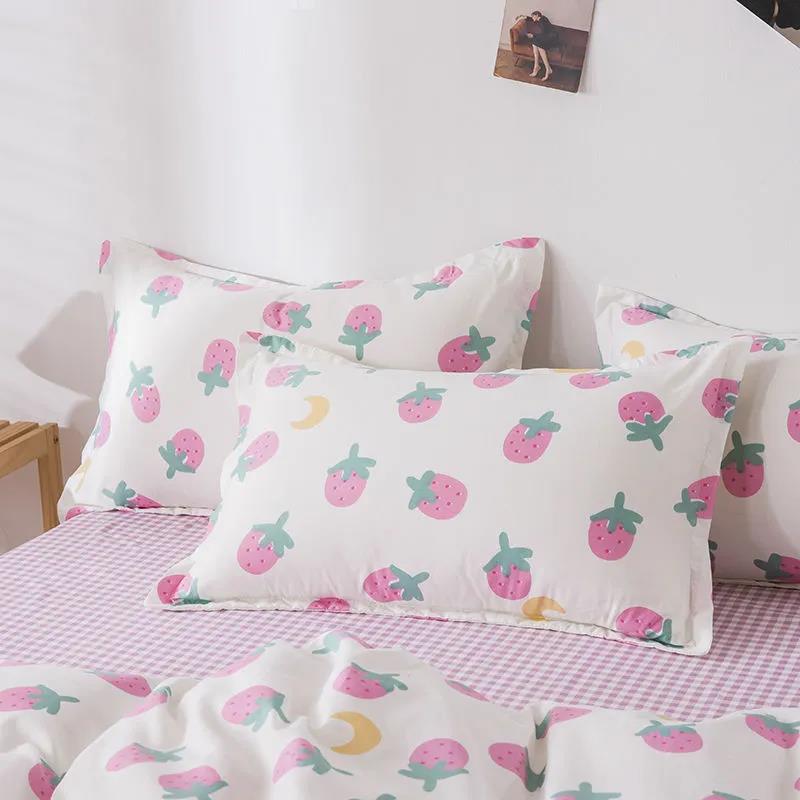Pillow Cover Pair Pack Cotton Print Pillow Cover Couple Bedding 48*74cm