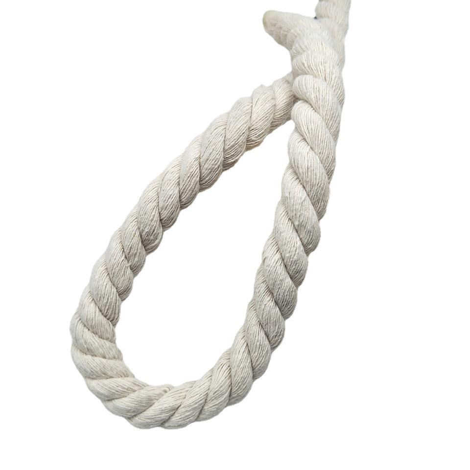 Weiß gebleichtes schwarzes dreisträngiges Hand-Baumwollseil (5 mm bis 20 mm) für Gepäck, Vorhangbinder und Zubehör.