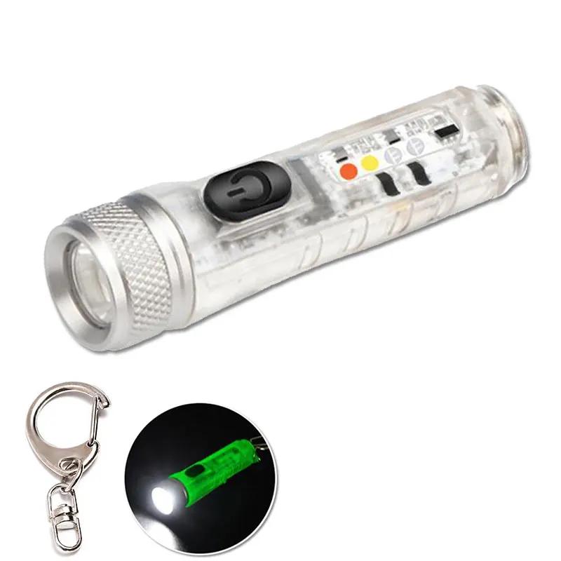 Powerful Mini Keychain Flashlight TYPE-C Fast Charging Multi-function Waterproof Fluorescent Magnetic Warning Camping Flashlight