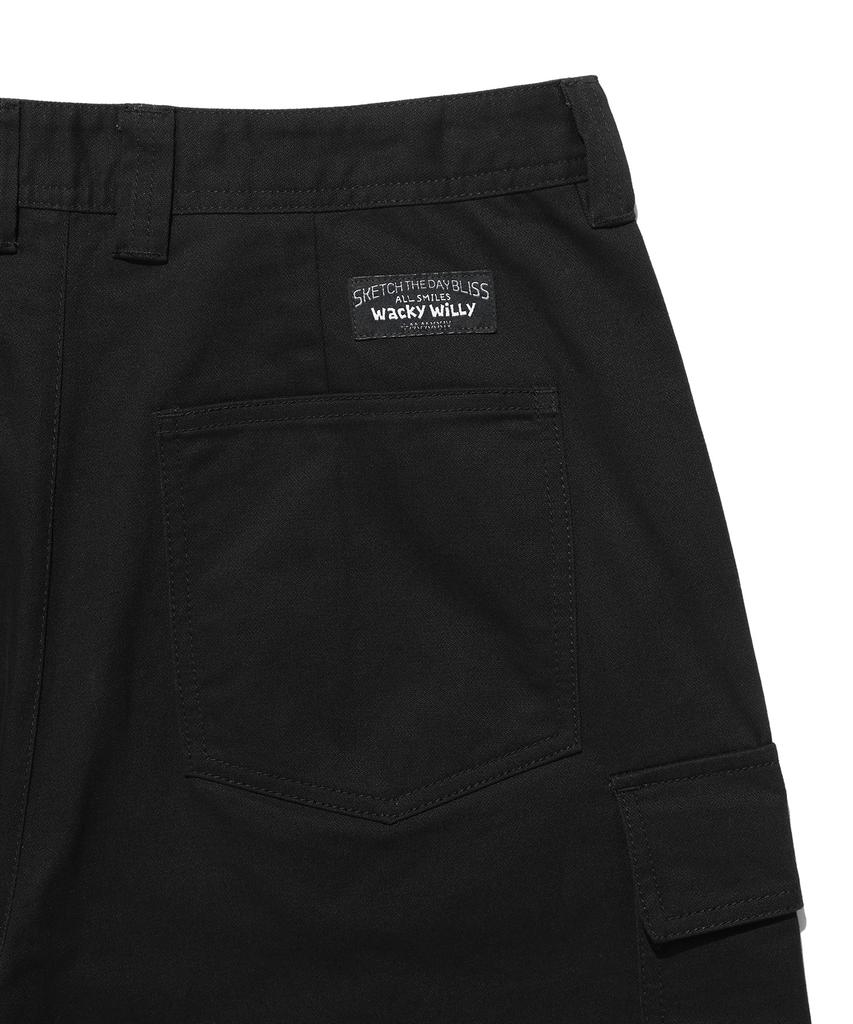 WACKY WILLY Balloon Fit Cotton Cargo Pants Black