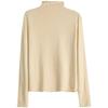 Apricot Semi-turtleneck Bottoming Shirt for Women with Autumn and Winter Fungus Edge Top, White Semi-turtleneck Core-spun Yarn Knitting