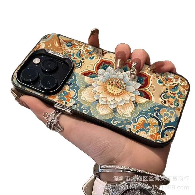 The New Lotus Is Suitable for Apple 15 Colored Silver iPhone14Pro Creative 11promax Matte 16 Protective Case 17.