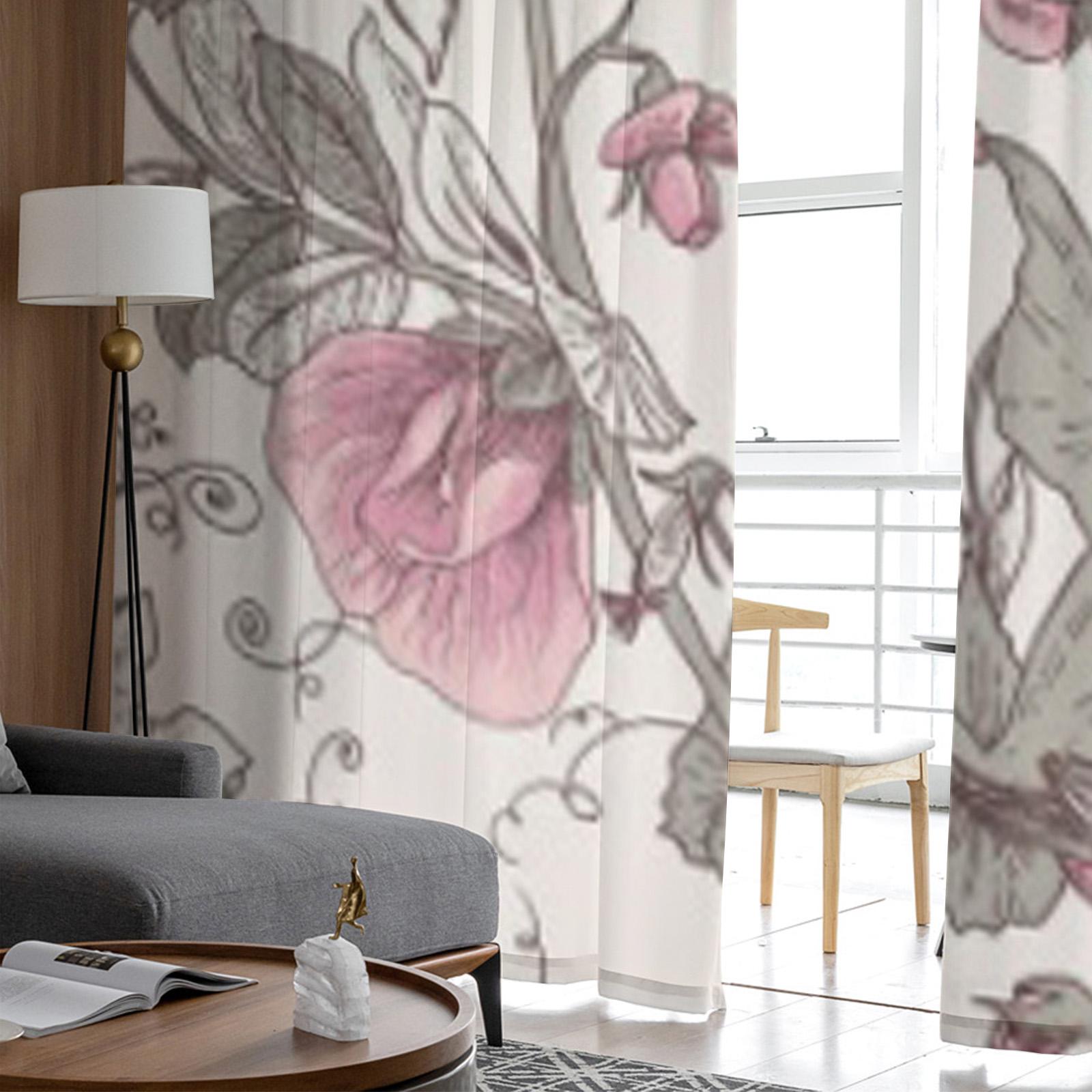 Цветочные с цветущим горошком прозрачные занавески для гостиной спальни вуалевые — фото 3